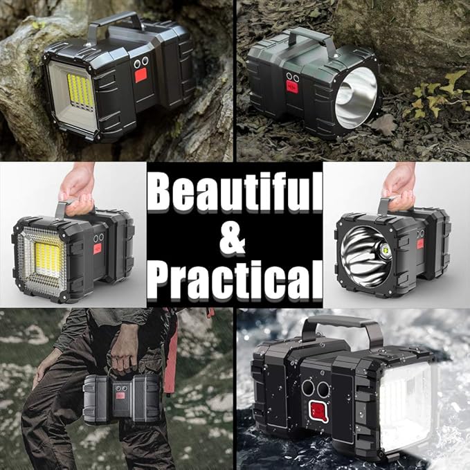 AlpsWolf Rechargeable Flashlight, LED Spotlight Flashlight 10000 Capacity 1200LM 20h Ultra-Long Standby 3+4 Lights Modes Camping Flashlight Waterproof with USB Output as a Power Bank