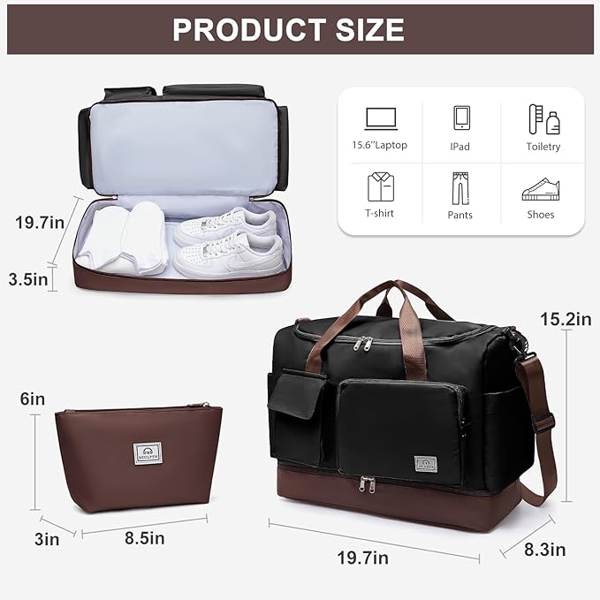 Small Gym Bag for Women, Travel Duffle Bag Carry On Weekender Bag with Shoe Compartment