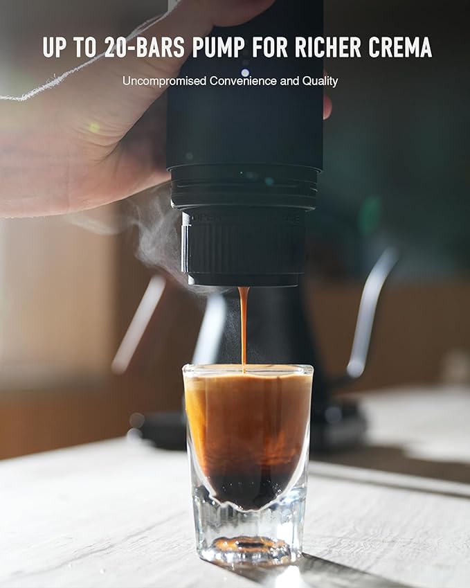 Portable Electric Espresso Machine, Ground Coffee & Capsule, Self-Heating, 20 Bar 12V Mini Car Travel Coffee Maker with 9000mAh Battery-Ideal for Camping, RV, Hiking, Office