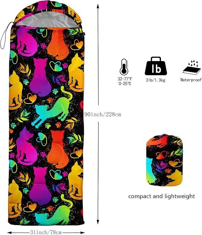 QOOMO Camping Sleeping Bags,3 Season Warm & Cool Weather,Lightweight,Waterproof Sleeping Bags for Adults & Kids,Traveling,and Outdoors,Camping Gear Equipment