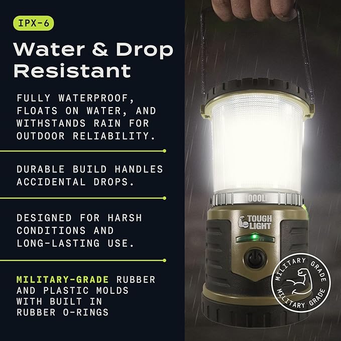 USB Rechargeable Camping Lantern, 1000 Lumens LED Lantern, Tent Lamp, 12000mAh Power Bank, 400 Hour, 7 Modes, Candle Feature, for Outdoors & Emergency