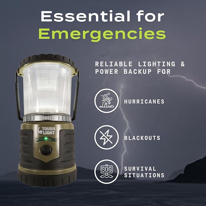 USB Rechargeable Camping Lantern, 1000 Lumens LED Lantern, Tent Lamp, 12000mAh Power Bank, 400 Hour, 7 Modes, Candle Feature, for Outdoors & Emergency