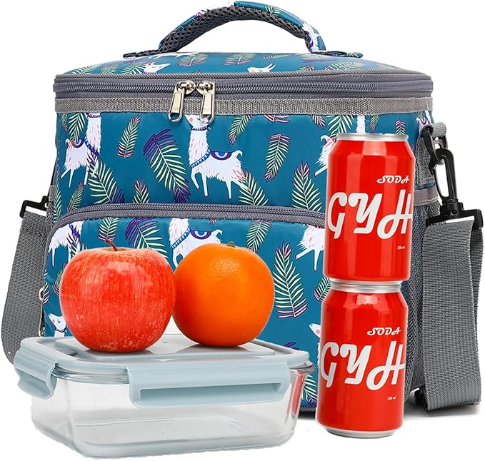 Insulated Lunch Bag for Adult/Women/Men, Reusable Large Lunch Box Cooler Soft Leakproof Tote, Thermal Meal Prep Lunch Pail with Adjustable Shoulder Strap for School/Travel/Office, Alpaca