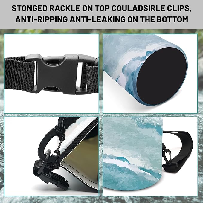 Waterproof Dry Bag,Roll Top Summer Ocean Coastal Beach Sea Waves Waterproof Backpack 5L/10L/20L Floating and Lightweight Bags for Kayaking, Boating, Swimming and Camping with Waterproof Phone Case