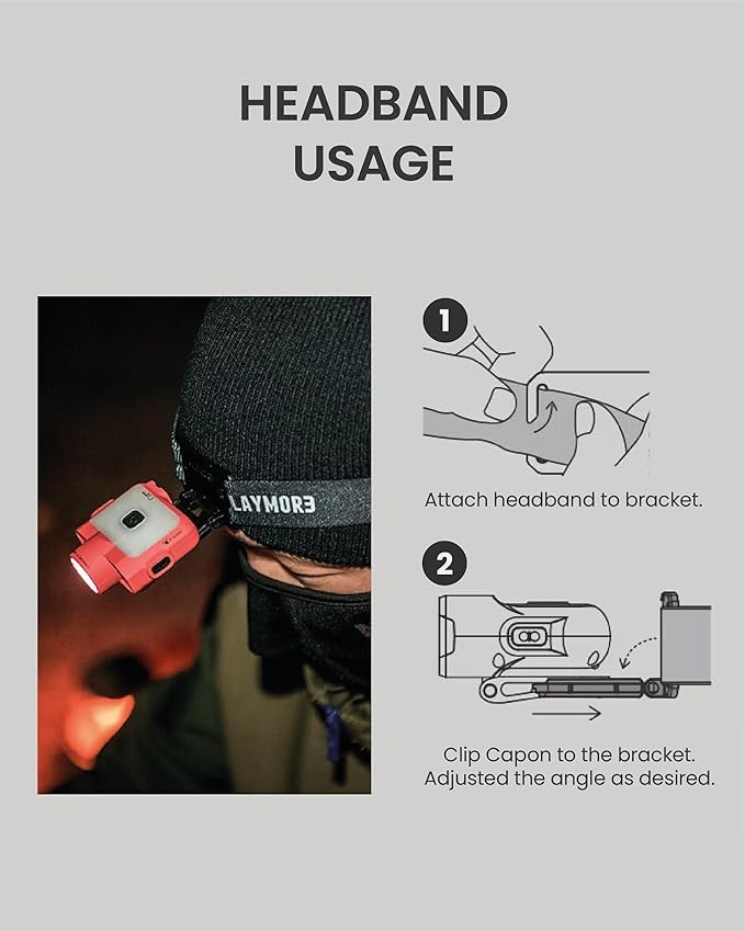 CLAYMORE Capon Wearable Kit - Convertible Headlamp & Clip Lantern for Camping, Hiking, and Outdoor Adventures, Portable & Easy Attachment