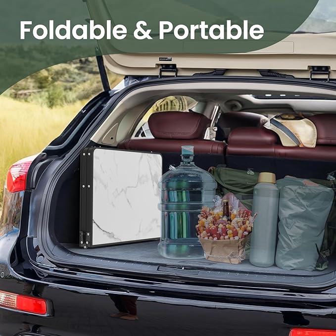 Titanker Folding Camping Table 3ft, Folding Picnic Table, Camp Tables Portable Foldable, 50% Extra Side Space, Outdoor Patio Table, RV/Car Camping Essentials, Aluminum Light & Solid