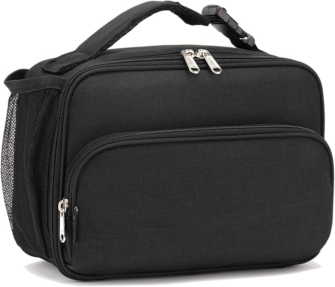 FlowFly Kids Lunch box Insulated Soft Bag Mini Cooler Back to School Thermal Meal Tote Kit for Girls, Boys,Black