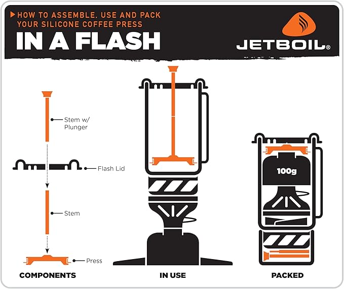 Jetboil Silicone French Press Coffee Maker Camping Stoves, Regular