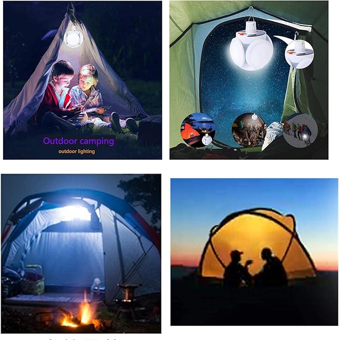 WLHONG 2029 2 Pack Solar LED Camping Lantern with USB Rechargeable Battery and Hook, Portable Emergency Hurricane Camp Lamp Light for Outdoor Tent Barn Patio Home Indoor Power Outages (2Pack)