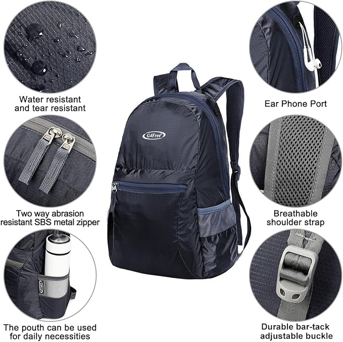 G4Free 20L Lightweight Packable Backpack Travel Hiking Daypack Foldable Backpack for Men Women