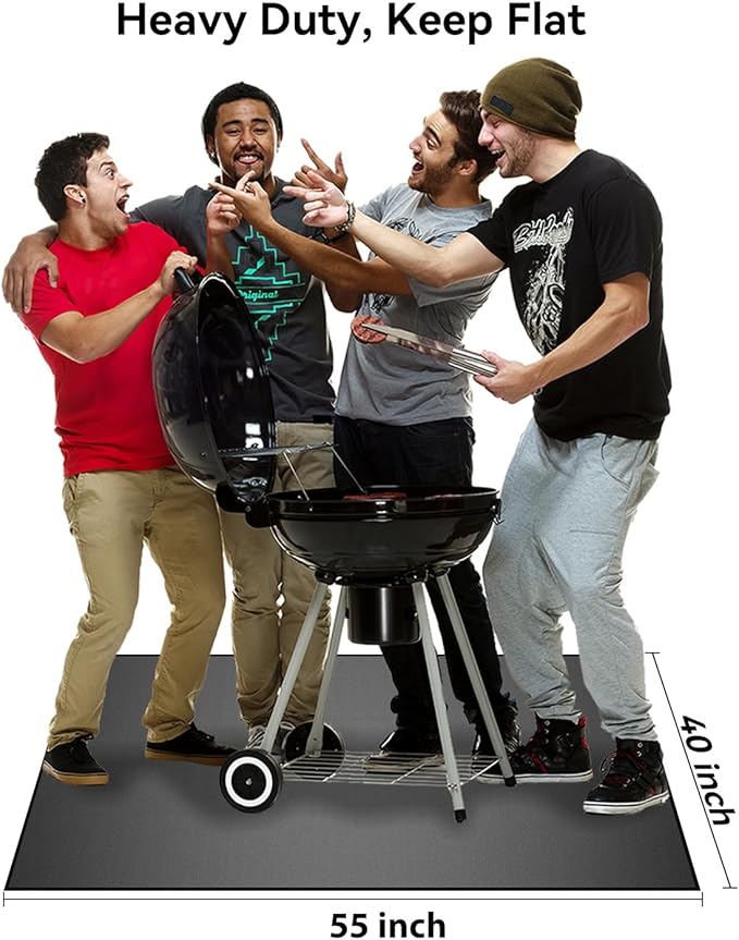 39 x 55 Inch Heavy Duty Large Under Grill Mat for Outdoor BBQ, Double-Sided Fireproof, Waterproof, Oil Proof Deck and Patio Protector, Floor Mat for Fireplace Fire Pit