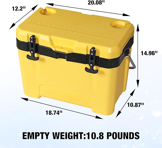YELLOW JACKET 27 Quart Ice Cooler, Portable Ice Chest Hard Cooler Box with Retention Insulation and Heavy Duty Handle for Camping, Picnic, Beach, Drink, Beverage, Fishing