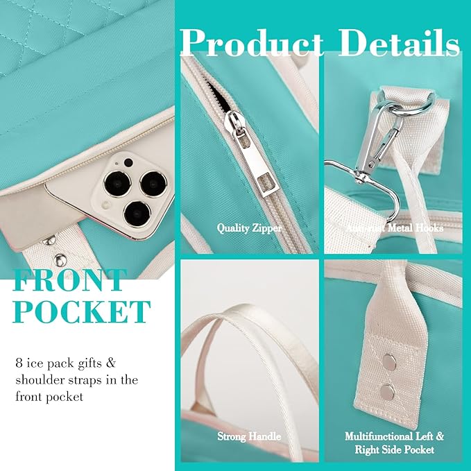 Lunch Bag Women Insulated Lunch Box for Adults - Leakproof Large Purse Lunch Tote Bags for Women with Adjustable Shoulder Strap Zipper Side Pockets for Work