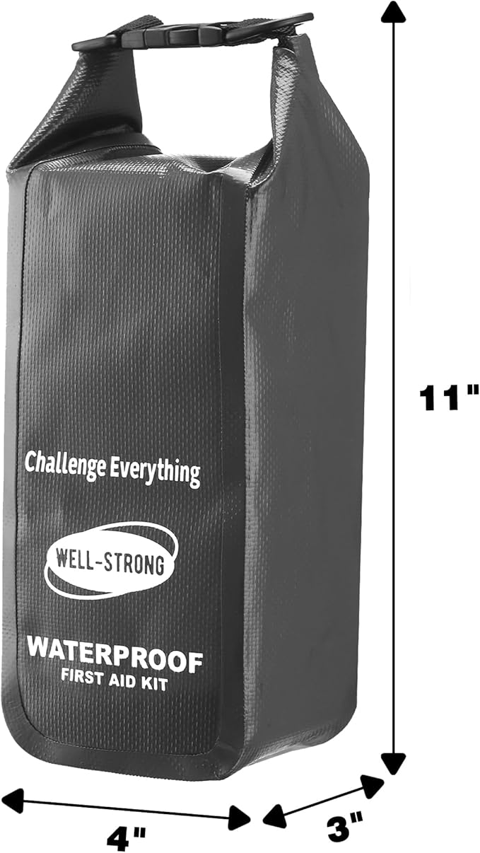 Waterproof First Aid Kit Roll Top Boat Emergency Kit with Waterproof Contents for Fishing Kayaking Boating Swimming Camping Rafting Beach Dark Grey