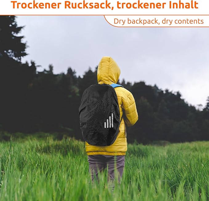 ECENCE x Backpack rain Cover with Storage Pouch Rain Protection for School Bags with Reflector, Reflective rain Cover, Waterproof Backpack Cover
