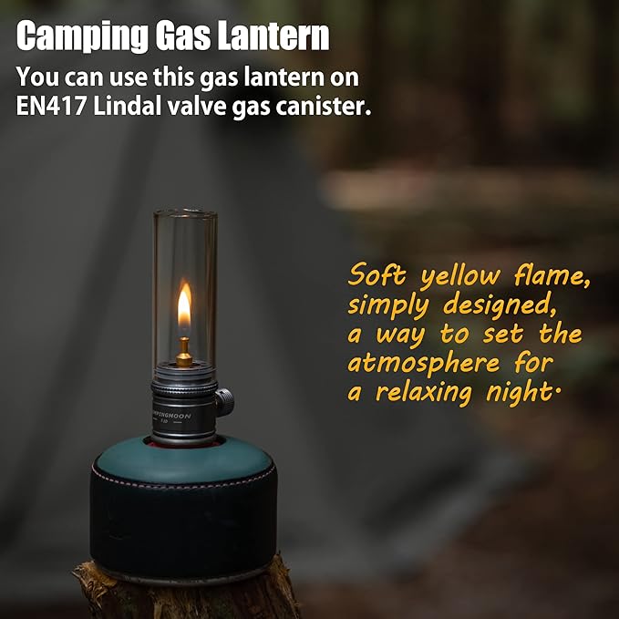 CAMPINGMOON Gas Candle Lantern w/ EN417 Lindal Valve Standrad Camping Canister T-1D