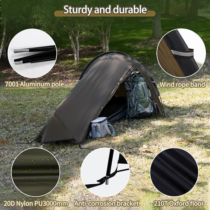 MC TOMOUNT Bivy Tent Ultralight 2.42LBS 1 Person Backpacking Tent for Camping Hiking