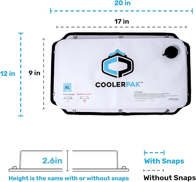 7lb, 10lb, 15lb Refillable Reusable Ice Pack – Stays Cold for Up to 5 Days – Non-Toxic, Leakproof, and Suitable for Potable Drinking Water – Built Tough, Rolls Up for Easy Storage