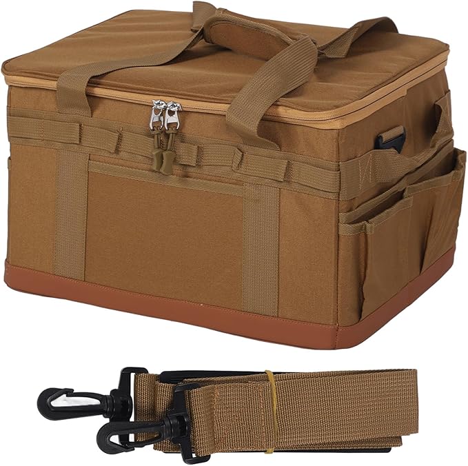 Fockety Camping Storage Bag, Large Capacity 30L BBQ and Picnic Bag Organizer with Handles, Hard Design Trunk Organizer Multipurpose Tactical Bags