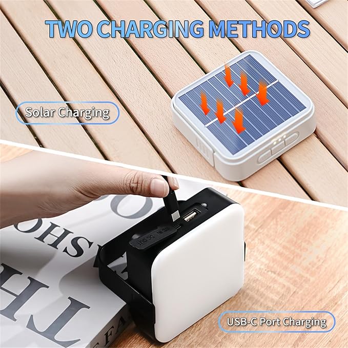 Solar Camping Lantern Rechargeable -1000LM 8000mAh Portable Tent Light, IP65 Waterproof Outdoor LED Flashlight for Hiking, Emergency, Camping Essential (Beige)