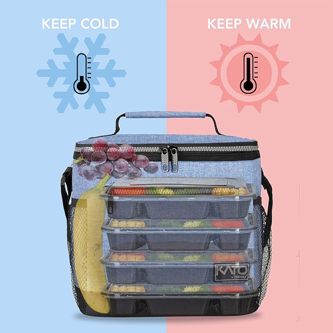 Tirrinia Large Insulated Lunch Box for Men/Women, Leakproof Thermal Lunch Bag for Office Picnic Work Beach Camping,Reusable Lunch Cooler Tote for Adult, Light Blue