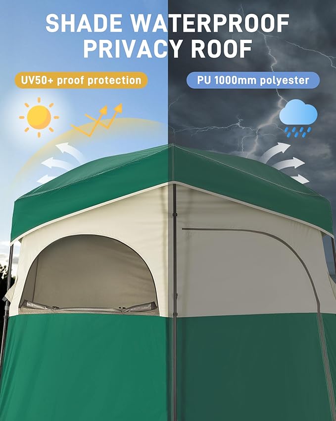 KingCamp Shower Tent, Portable Privacy Tent Outdoor Camping 1/2 Room Toilet Tents with Shower Bag & Dressing Room for Travel Beach Tailgate