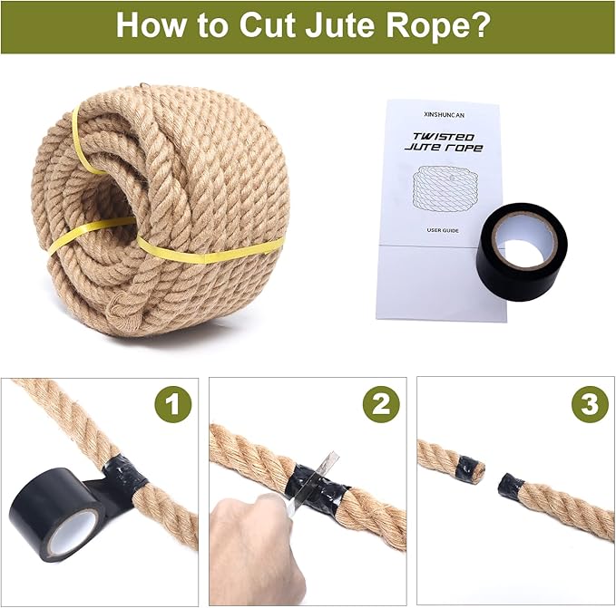 Rope 1 Inch 100 Feet Jute Rope, Heavy Duty Jute Rope,Natural Hemp Rope, Twisted Hemp Rope for Crafts, Gardening, Bundling, Climbing, Hammock, Nautical, Tug of War, Railings, Home Decorating