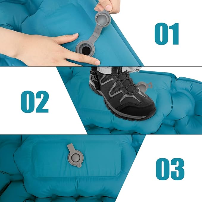 Moisture-Proof & Waterproof Portable Air Mattress for Hiking/Camping/Picnic, Nylon Connectable Outdoor Air Cushion Sleeping Pad for Sightseeing/Backpacking/Trekking (Blue)