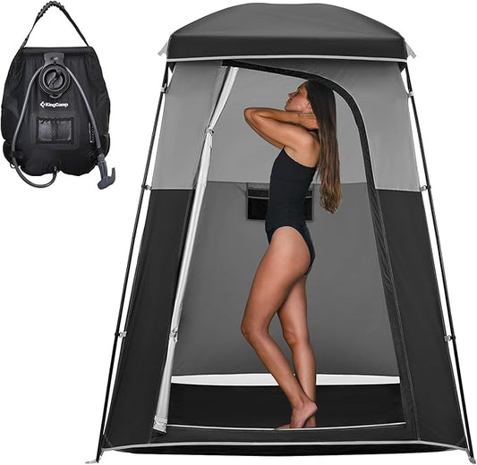 KingCamp Shower Tent, Portable Privacy Tent Outdoor Camping 1/2 Room Toilet Tents with Shower Bag & Dressing Room for Travel Beach Tailgate