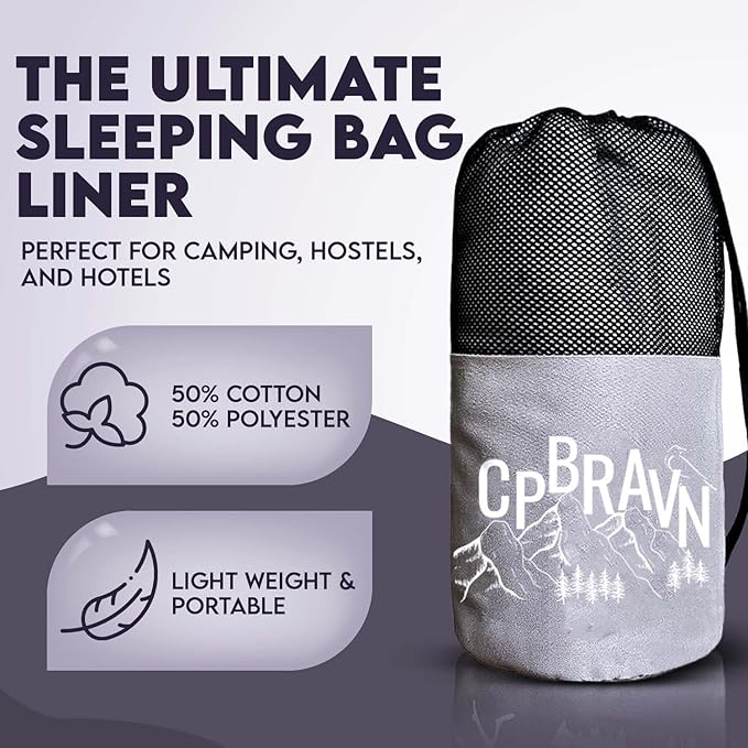 Sleeping Bag Liner XL-Lightweight Adult Sleep Sack – Cotton Summer Sleeping Bag for Adults – Washable Self Tan Sleep Sack – Travel Sheets for Camping & Travel – Compact Camping Bedding