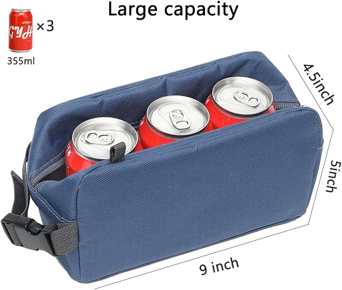 Snack Bags Mini Cooler lunch Bag Freezer Insulated Lunch Box Pouch with Buckle for Adults Work Travel,Cyan