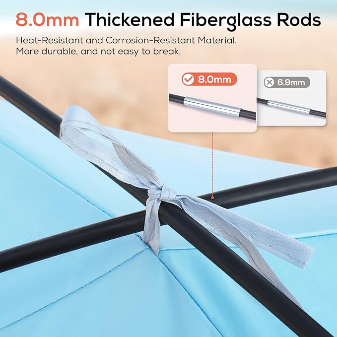 TOURIT Beach Tent 3 Person Instant Sun Shelter with UV Protection for Outdoor Family Beach, Hiking, Fishing