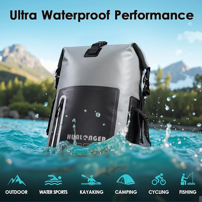 Waterproof Backpack 20L/30L/40L- Roll Top Closure Bag - Hiking Backpack - Lightweight Durable Floating Dry Bag with IPX8 Waterproof Phone Case
