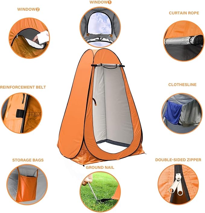 Portable Pop up Dressing/Changing Tent Beach Toilet Shower Changing Room Outdoor Shelter with Carrying Bag Gigatent Privacy Shelter Tent (Orange)