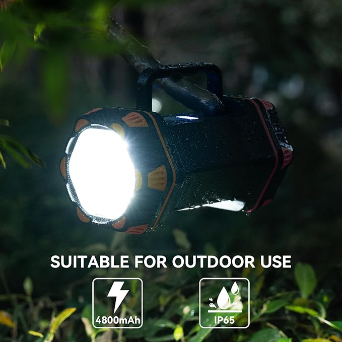 AlpsWolf Camping Lantern Rechargeable, LED Camping Flashlight, 4800 Capacity, Portable Camping Light 12h Standby, 4+4 Modes for Emergency, Hiking, Power Outages, Fishing Orange