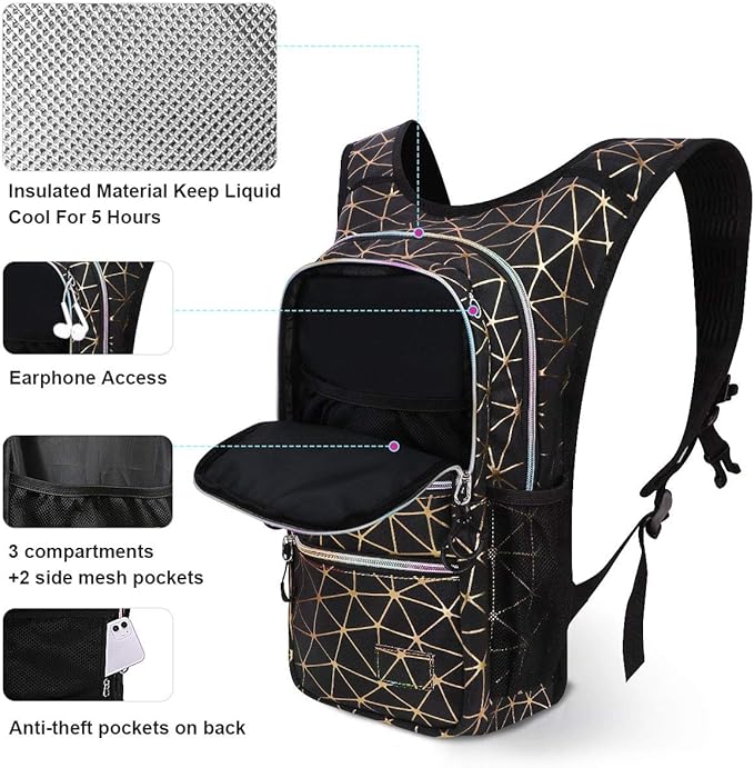 Hydration Backpack Pack, Water Backpack 20L Included 2L Hydration Bladder, Festival Essential - Rave Hydration Pack Hydropack for Hiking, Running, Biking, Festival Gear
