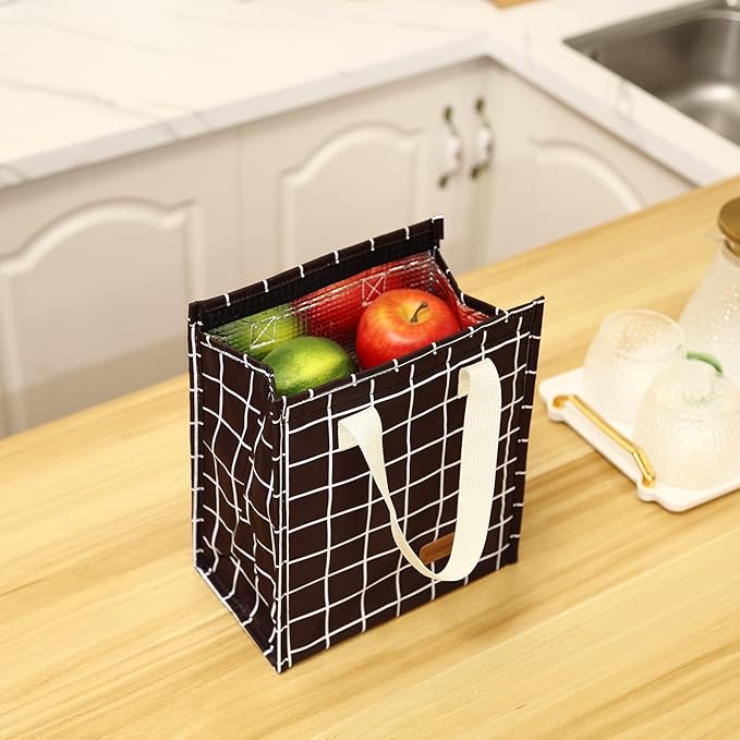 Lunch bag, Insulated Lunch Bag for Women Men, Lunch Containers Reusable Lunch Tote Bags for Work, Travel, Outdoor (BlackGrid)