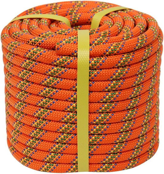 Braided Arborist Rope - 3/8 Inch x 150 Feet Polyester High Strength Climbing Rope for Tree Work, Halyard, Sailing (Orange)