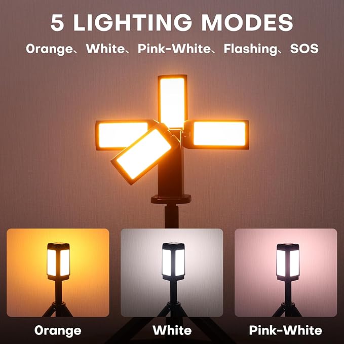 4000LM Camping Light,Rechargeable LED Work Lights with Telescopic Stand & Remote, 14000mAh Waterproof IPX5 Outdoor Lights,Emergency Lighting for Camping,Hiking,Power Outages