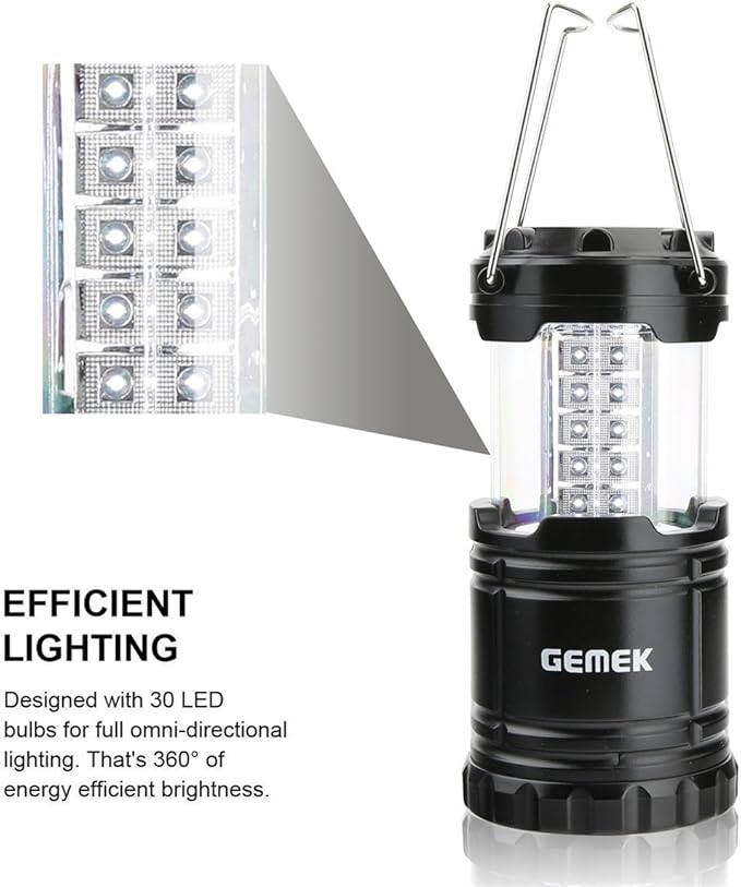 GEMEK Lantern Camping Essentials Lights, Tent Lights for Emergency, Survival Gear and Supplies for Hurricane, Led Flashlight for Power Outages, Battery Operated Lamp