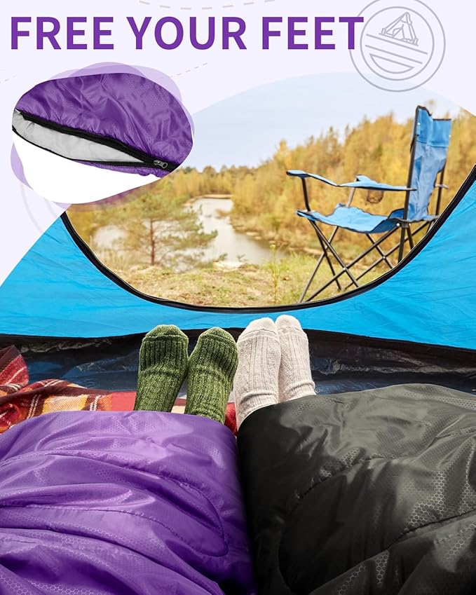 Sportneer Sleeping Bags for Adults, Warm & Cold Weather Sleeping Bag for Adults Kids Boys Girls - Lightweight Compact Camping Gear Equipment, Traveling, Backpacking, Hiking