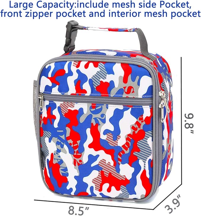 FlowFly Kids Lunch box Insulated Soft Bag Mini Cooler Back to School Thermal Meal Tote Kit for Girls, Boys, Alphabet