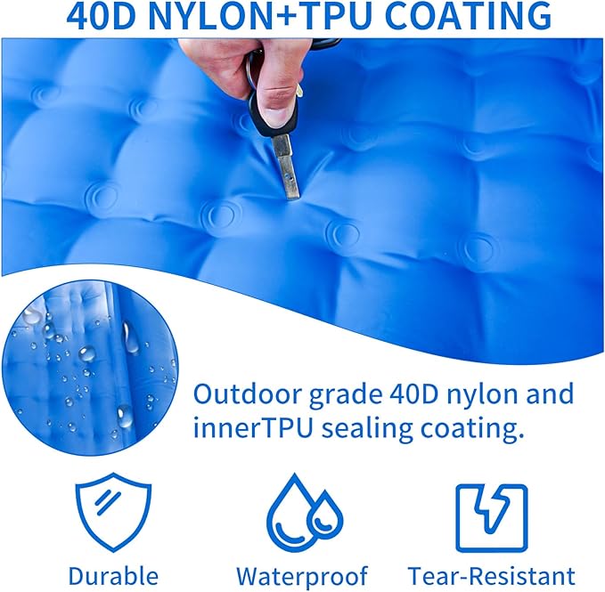 78in x 29in x 5in Camping Sleeping Pad, Upgraded Durable Waterproof Compact Traveling Air Mattress, Built-in Foot Pump, Ultralight Inflatable Sleeping Mat for Backpacking, Hiking