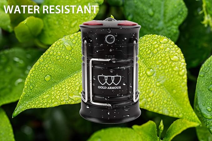Gold Armour Camping Lantern - LED Lantern with 4 Mode, Rechargeable Lights with Magnetic Base for Emergency Hurricane Camping Essentials Gear Accessories (Set of 2)