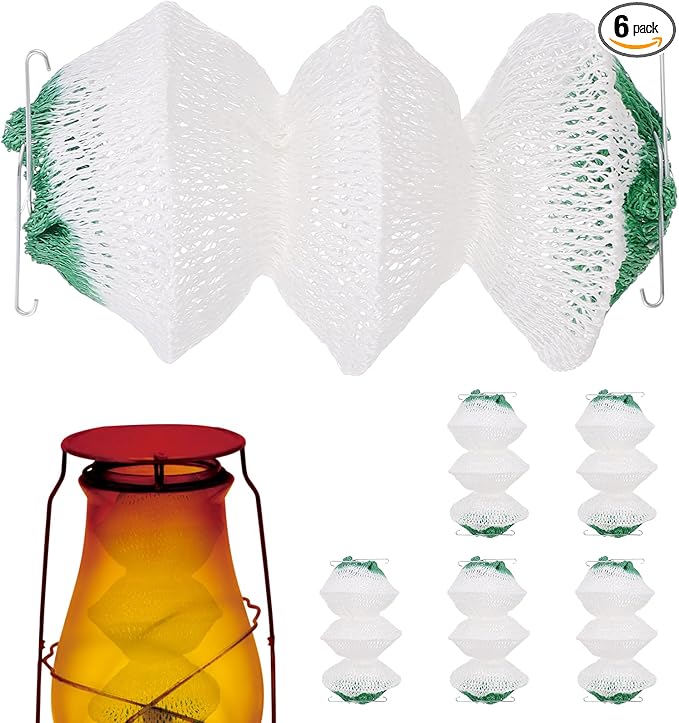 6 Pack Lantern Mantles 3-Layer Propane Gas Lamp Mantles with 2 Install Clip Accordion Shape for Outdoor Camping Lights