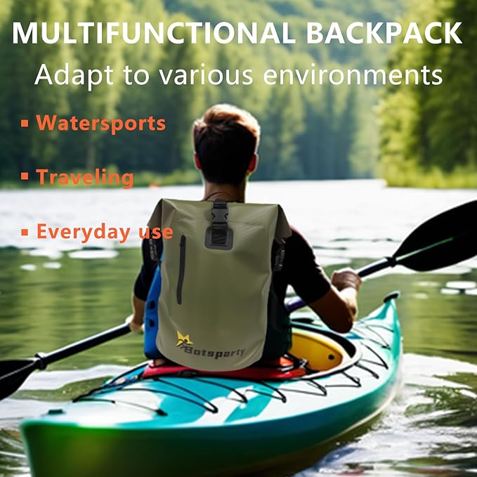 Waterproof Dry Bag Backpack - Lightweight Hiking Pack with Zippered Pocket for Camping, Kayaking, Travel, Hiking, Fishing, Outdoor Enthusiasts（25L）