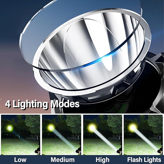 Camping Lantern with 48Ft Retractable String Lights, 4000mAh Rechargeable Spotlight with 4 Lighting Modes for Camping, Working, Home Emergency