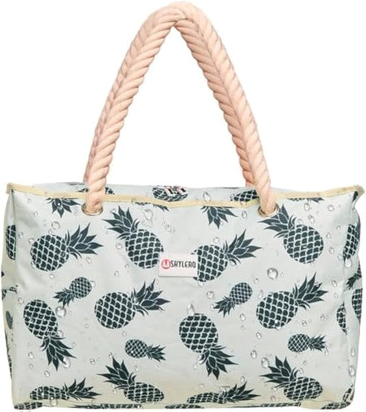 SHYLERO Beach Bag and Pool Bag. Has Airtight Pouch, Ton of Pockets. Beach Tote is Zippered, Water Resistant. Family Size