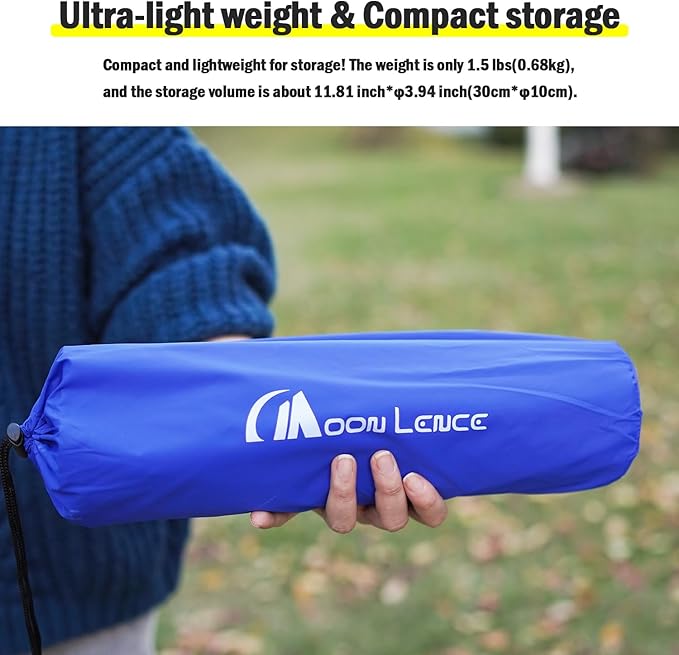 MOON LENCE Sleeping Pad for Camping, Inflatable Sleeping Mat Camping Mat with Pillow, Compact Ultralight Waterproof Camping Mattress for Backpacking, Hiking, Traveling (Azure)