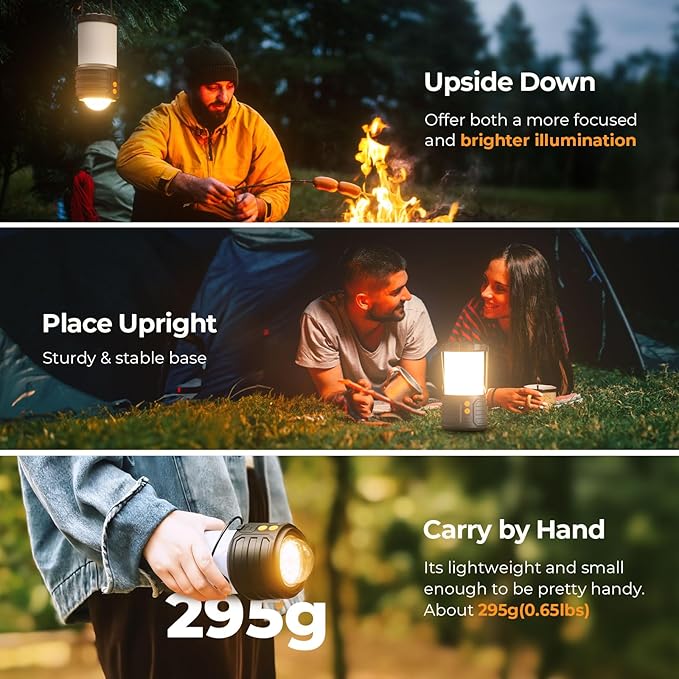 Camping Lantern,5000mAh Rechargeable Battery Emergency Lights for Power Outages,3 Colors,IPX4 Waterproof Portable Flashlight Camping Tent Light for Home or Hurricane Hiking,1 Pack